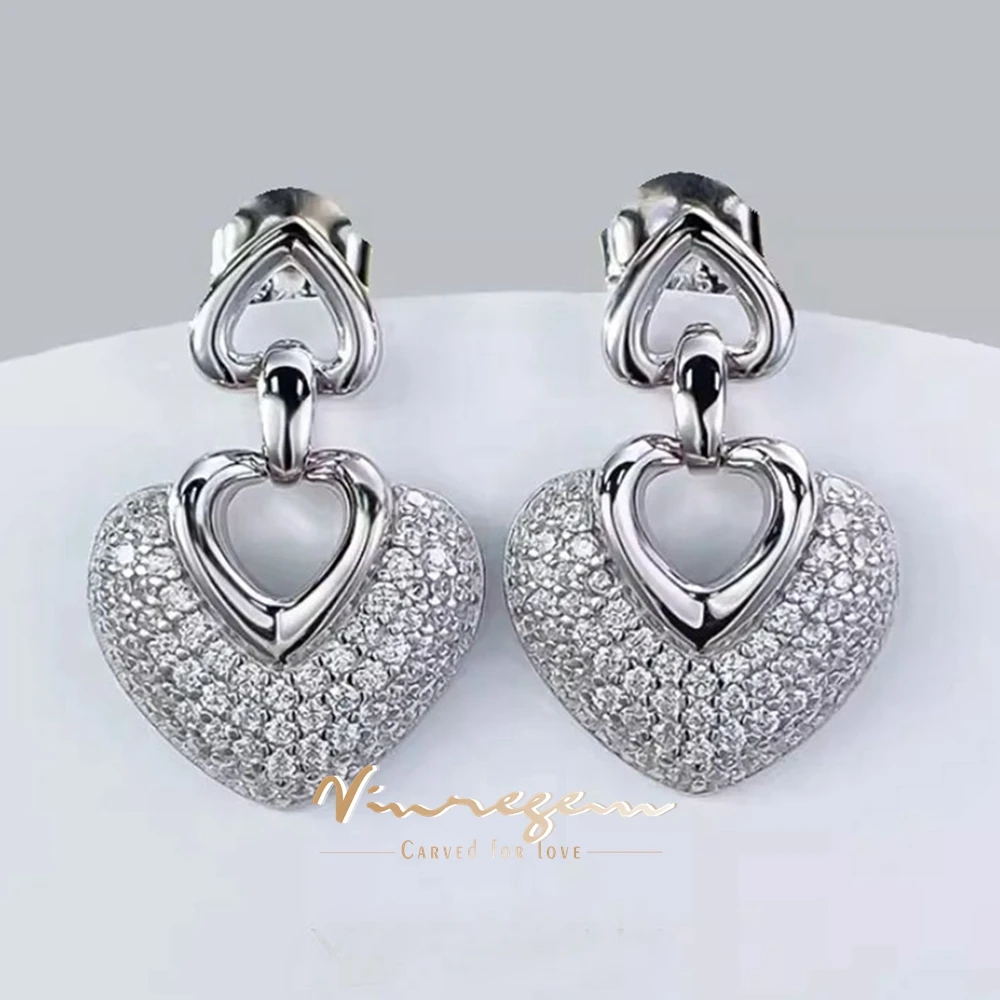 

Vinregem Lab Created Sapphire High Carbon Diamond Gemstone Heart Drop Earrings 18K Gold Plated 925 Sterling Silver Fine Jewelry