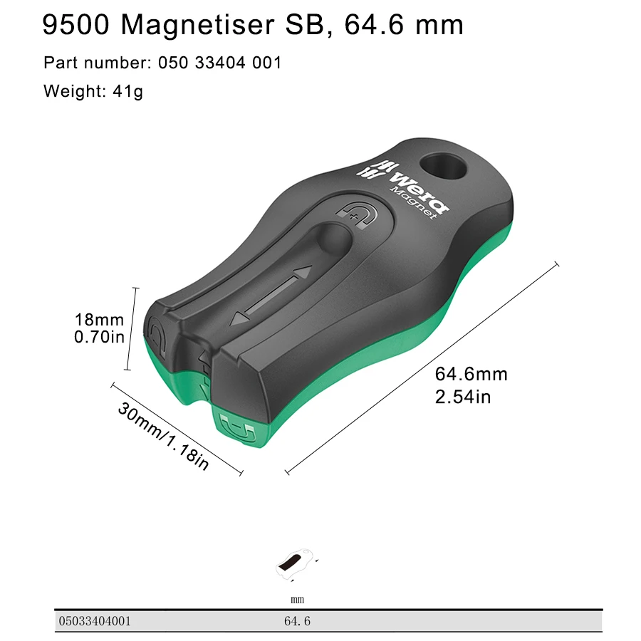 WERA 05033404001 Magnetiser SB to magnetise and demagnetise tool tips Fast and Convenient 9500 Magnetisers/Demagnetisers