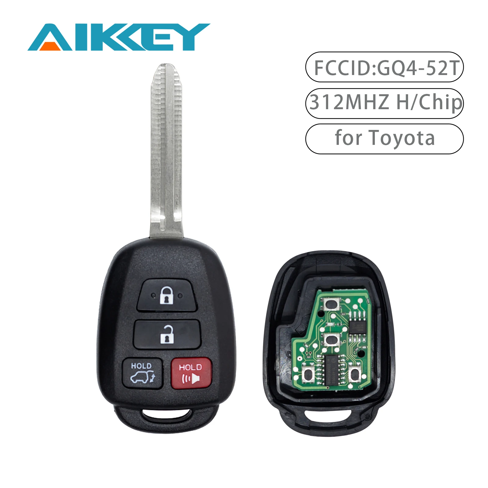 GQ4-52T 312MHZ 4 botones funda para llave de Control remoto de coche Fob H/CHIP para Toyota RAV4 Highlander Sequoia accesorios para llaves de coche