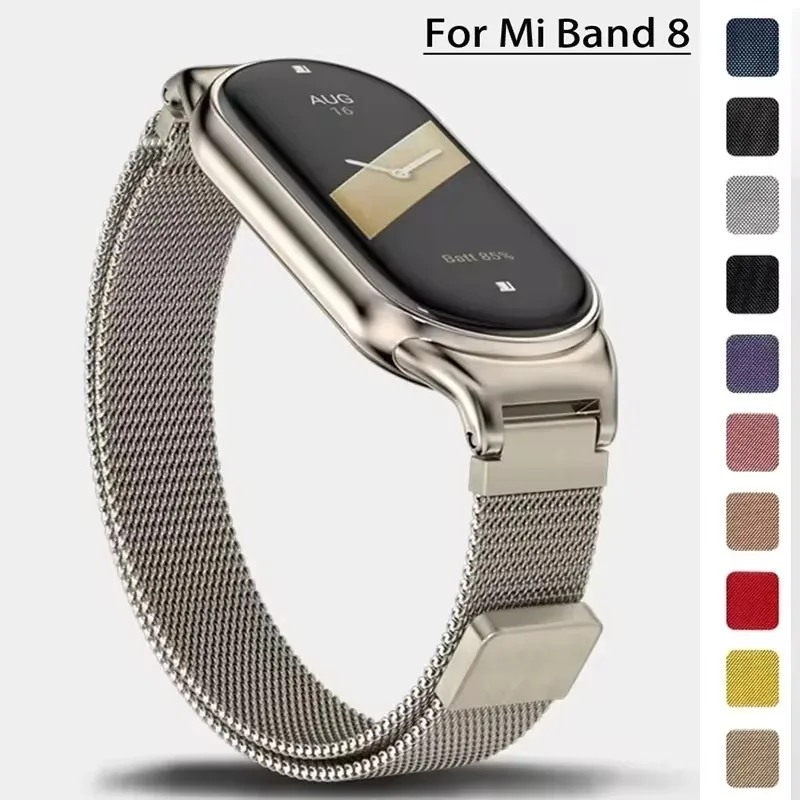 

Luxury metal magnetic mesh belt for Xiaomi Mi Band 8 NFC Metal Magnetic Wristband Mi band 8 Smartwatch Replacement Bracelet