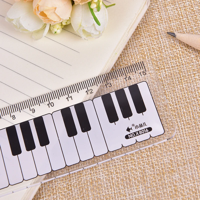 

1 Pcs 15cm Black White Musical Notes Piano Transparent Straight Rulers Drawing Measuring Ruler Papeleria De Estudiante