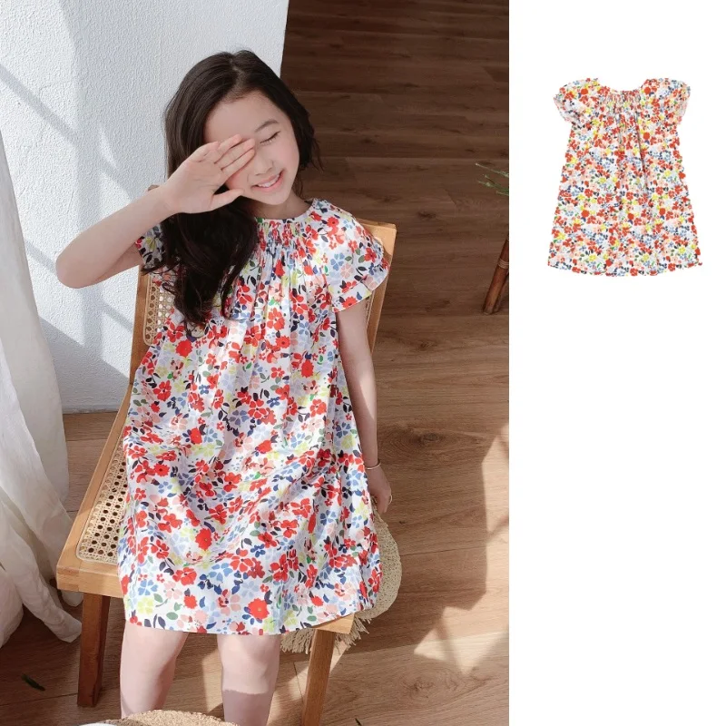 

Girls' Dresses 2026 Summer New Arrivals: Fashionable and Cute Printed Princess Dresses for Girls—100% Cotton Sweet Long Dresses