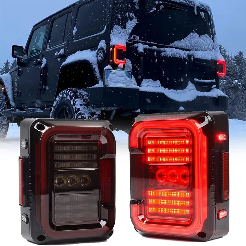 

USA EU Version Car LED Tail Light Brake Reverse Turn Signal Lamp Led Steering Tail Lights For Jeep Wrangler JK JKU 07-18