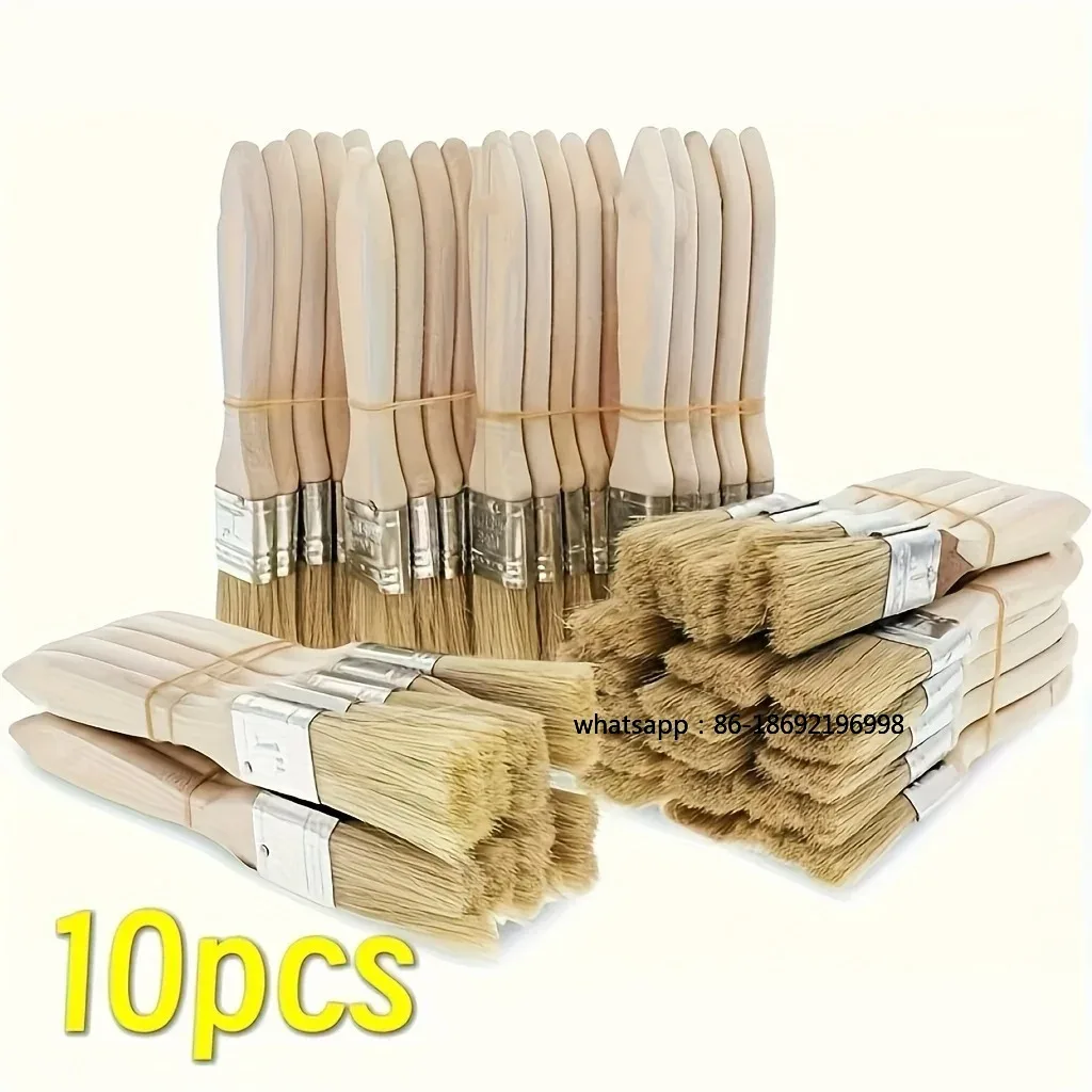 

10 pig mane brushes, suitable for art, handicrafts, plastering, painting, glue application, wooden handles