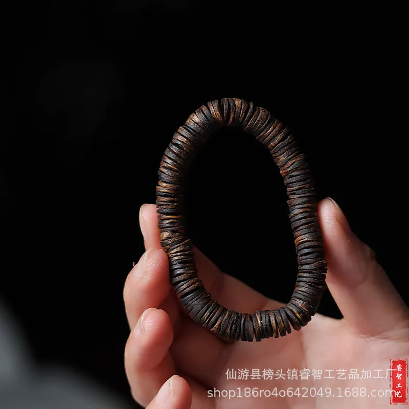 Natural Wild Hainan Green Tablet Beads Bracelet with Shape Bracelet Flower Fragrance Cool Rhyme Oil Rich