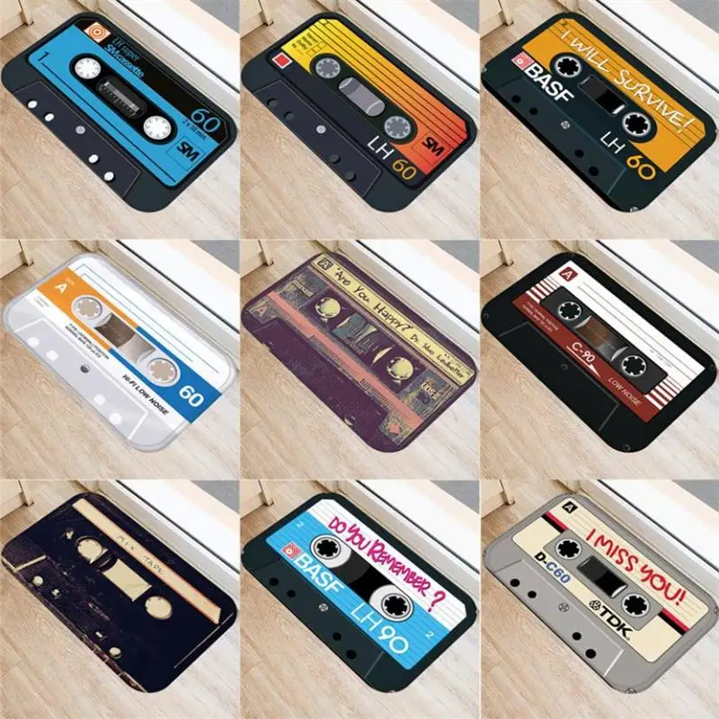 Bath Mat Non-slip Bathroom Toilet Carpet Kitchen Soft Floor Mat 3D Cassette Music Tape Doormat Entrance Rugs Home Decoration