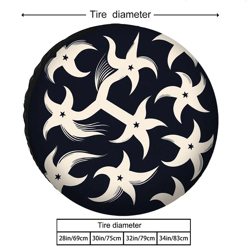 Polyester Tire Cover With Star Pattern, Simple Vintage Design, Wear-Resistant, Waterproof, And Dustproof, Black And White Home D