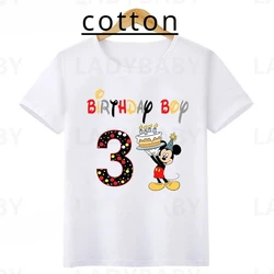 Disney Mickey Mouse Graphic Birthday Boy T Shirt Kids Clothes 1 2 3 4 5 6 7 8 9 10 Years Baby Boys Party T-Shirts Customize Tops