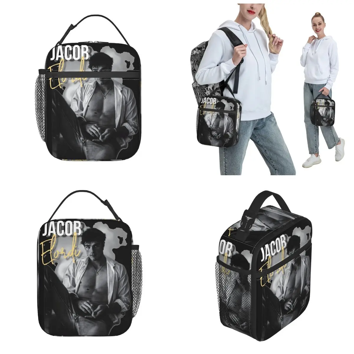 Vintage Jacob Elordi Poster Thermal Insulated Lunch Bags for Picnic Reusable Food Bag Men Women Thermal Cooler Lunch Boxes