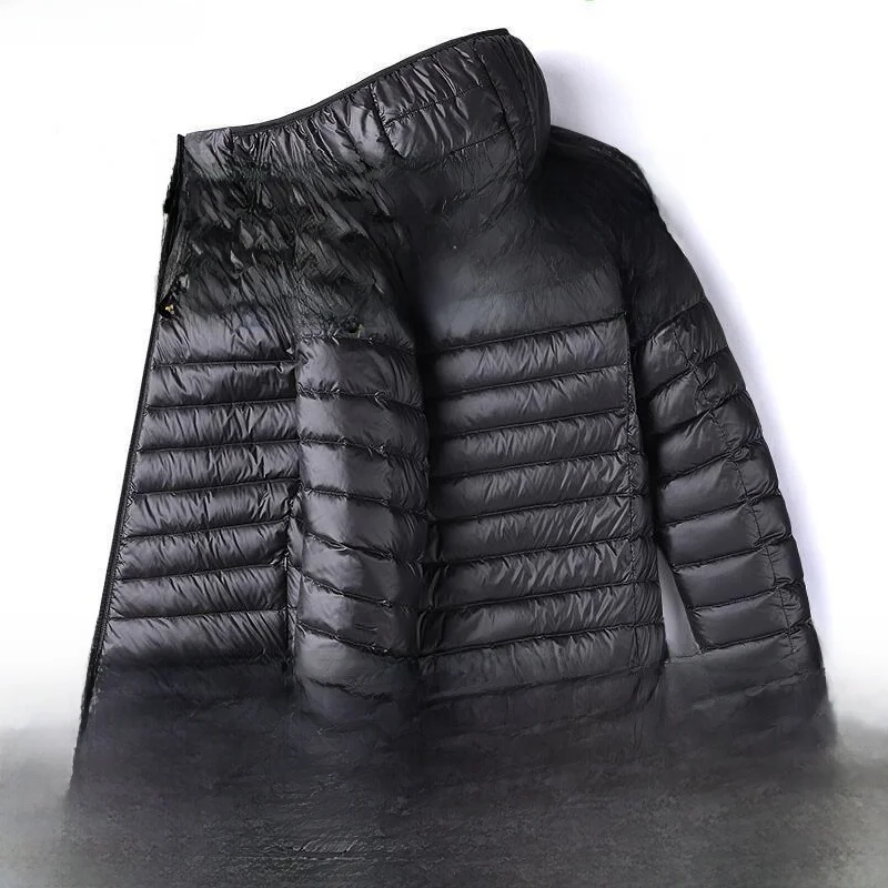 

Lightweight ort Puffer Jaet Men's Stand Collar Hooded down Coat Spring Autumn Faion Youthful Stand Fit Warm Outerwear