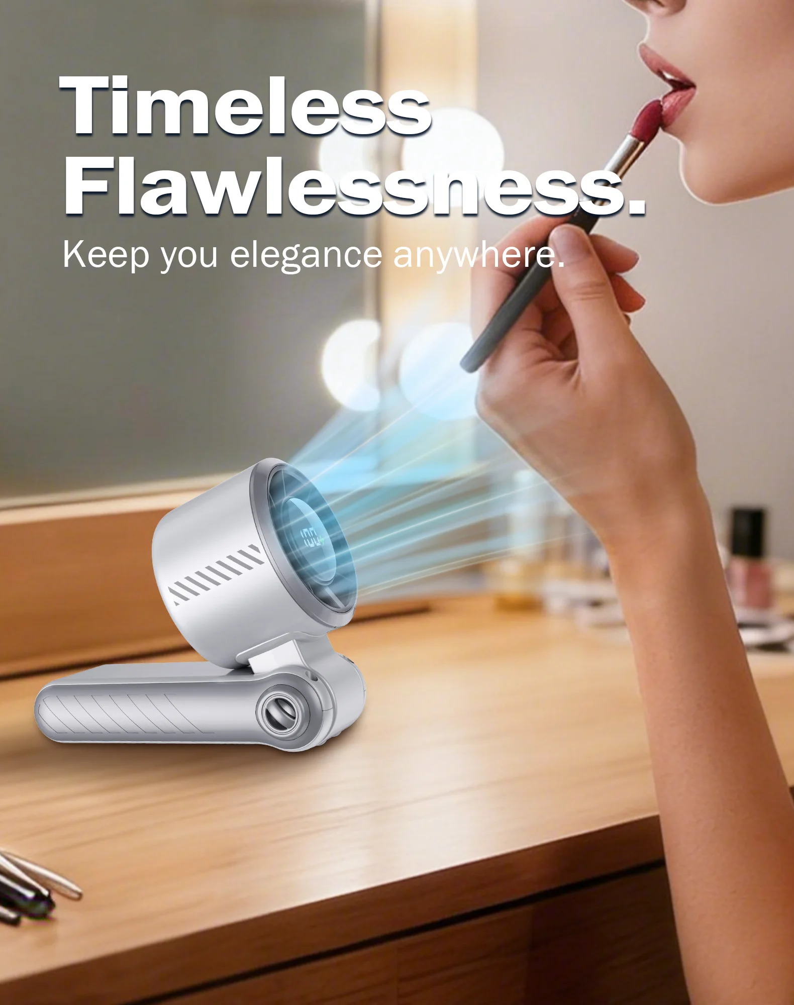 With a Hand-Held Fan Belt, USB-C Rechargeable Personal Fan, Battery-Powered Portable Fan, Mini Pocket Fan Suitable for Women, Men, Makeup, Travel, Office, and Outdoor Use.