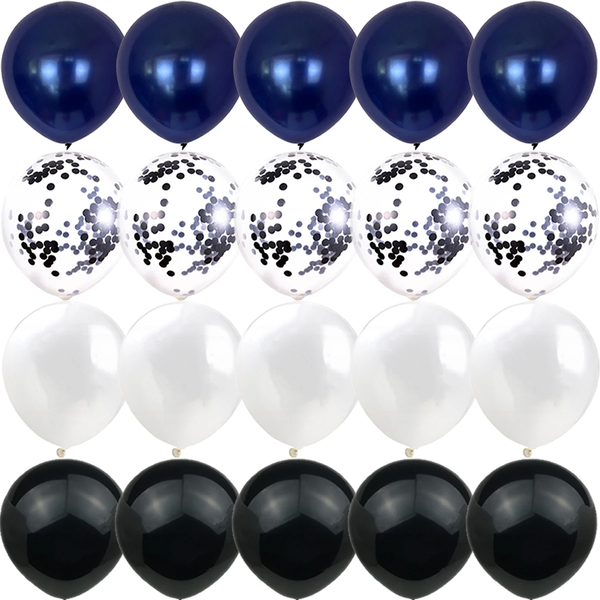 20PCS 나이트 블루 생일 파티 황금 풍선 베이비 샤워 금속 색종이 결혼 기념일 Mariage Globos 장식
