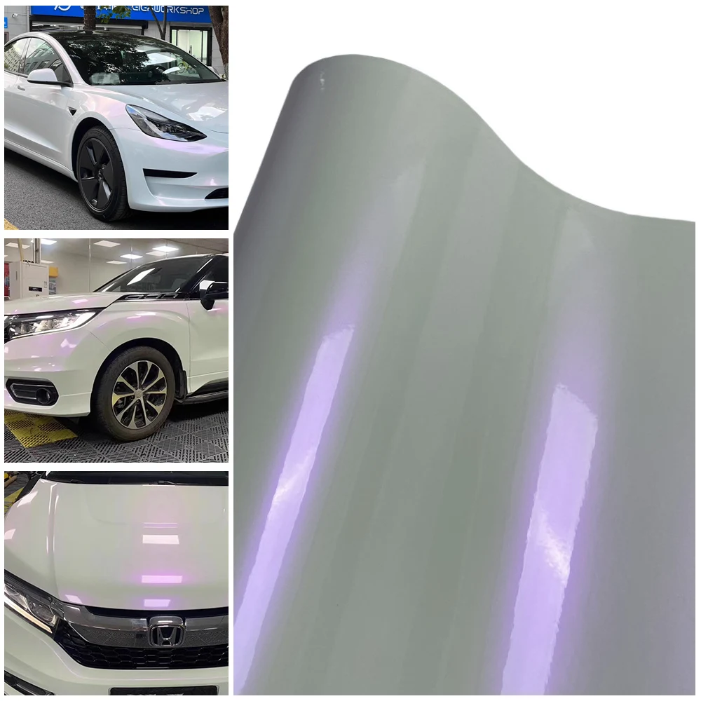 

Premium White Pearl Vinyl Wrap Film Color Change Purple Self-Adhesive Sticker for Car Wrapping Decal