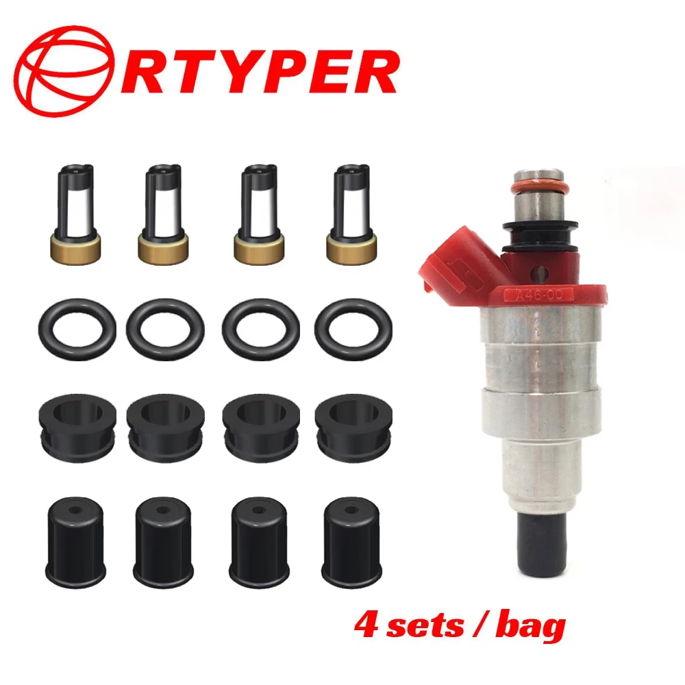 4 conjunto 01107 kits de reparo do injetor combustível oring selo tampas plásticas para denso para ford mazda b2600 mpv 2.6l G609-13-250 A46-00