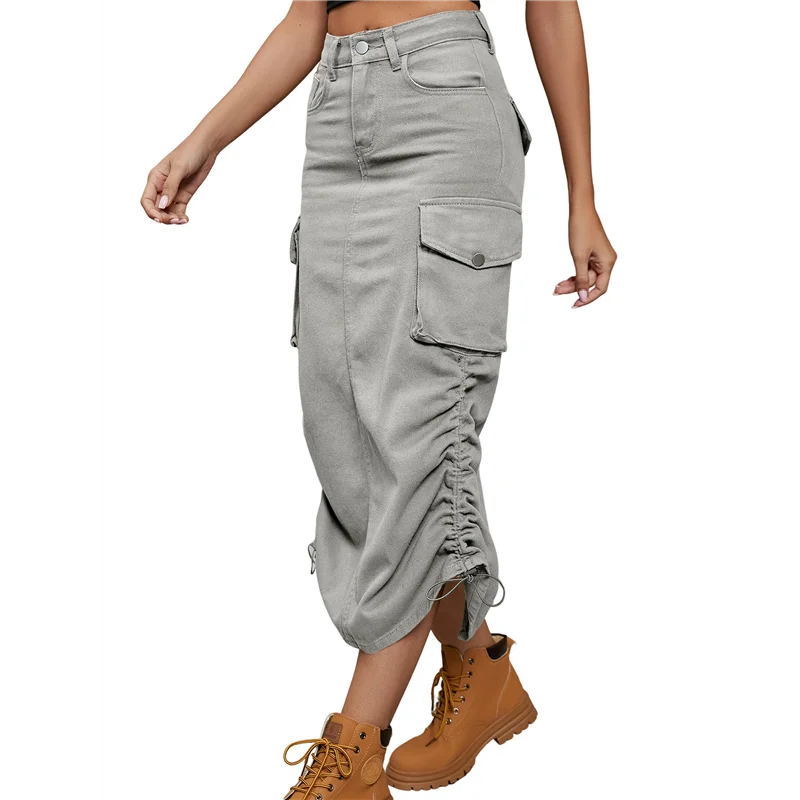 

Юбка AG-Джинсовая длиной ниже колена Джинсовые юбки с высокой талией для женщин