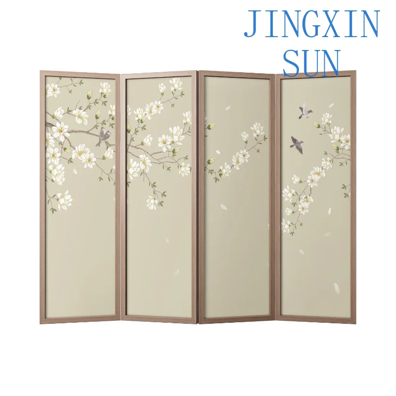New Chinese-style flower and bird entrance door movable folding screen household entrance partition living room modern simple sm
