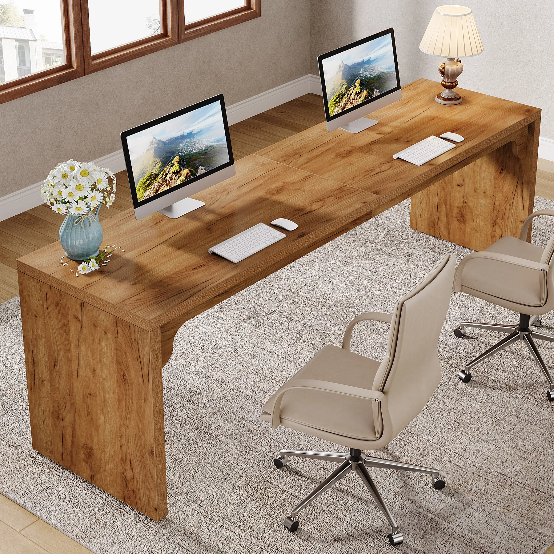 Tribesigns 78.7 Inches Long Computer Desk, Wooden Extra Long Desk Double Desk Workstation, 2 Person Desk for Home Office