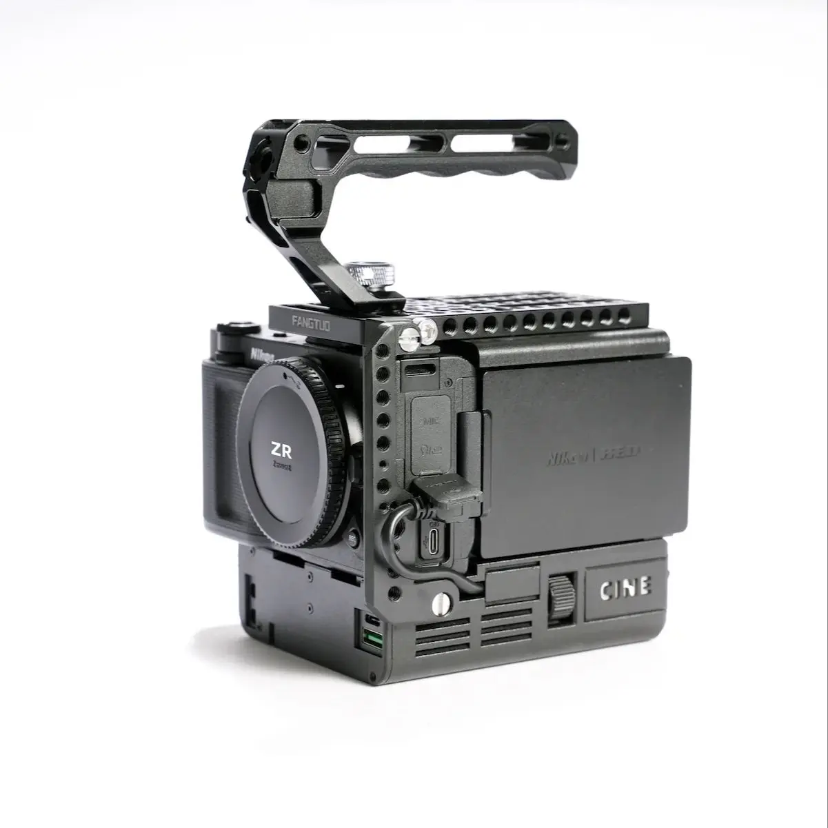 Fangtuo ZRV Bundle 1 für Nikon ZR Cage mit Kühlkörper & Netzteil-Erweiterungskit V-Mount Akku-Stromversorgungskit