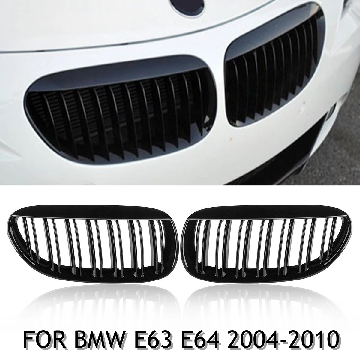 Pair Racing Grill Front Hood Kidney Grille Replacement For BMW E63 E64 6-Series 2DR 2004-2010 51137008915 51137008916 Grilles