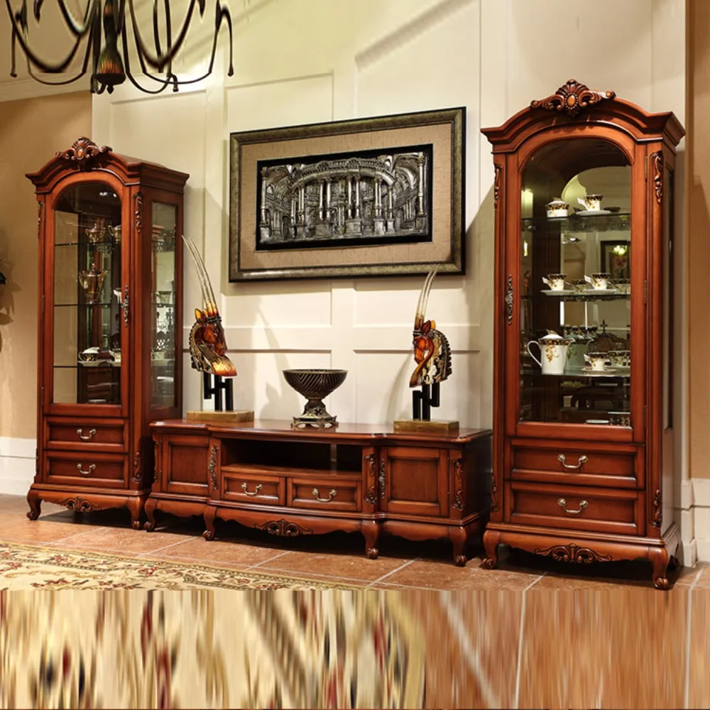 

Solid wood combination TV cabinet Household floor cabinet Video cabinet