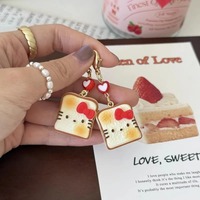 Handmade Cute Food Toast Hello Kitty Coin Wallet Zipper Buckle Bag Pendant Hand Account Book Hanging Decoration Universal Buckle