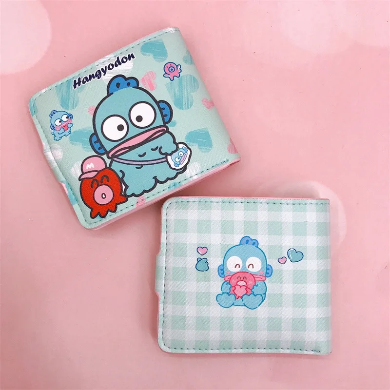 Hello Kitty Portafoglio carino Cartone animato stampato Sanrio Pochette Borsa piegata Portafoglio in pelle con porta carte con bottone Porta carte Melody