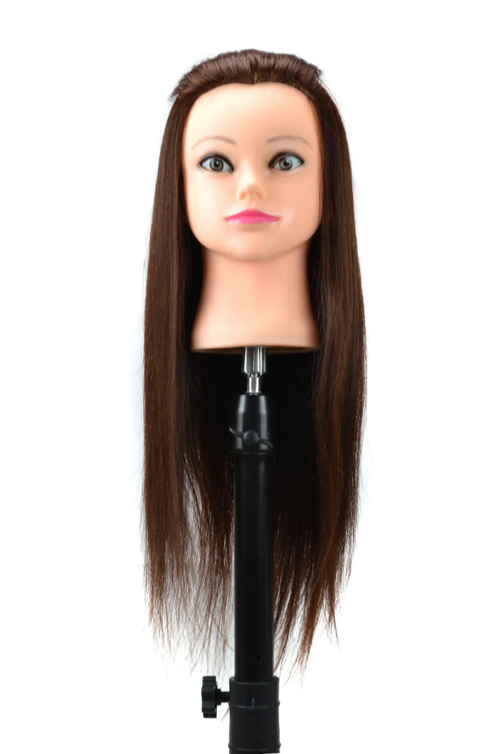 Mannequin Training Doll Head With Hair 65CM Dark Brown For Hairsyles Hairdressing Female Cosmetology Dolls Head