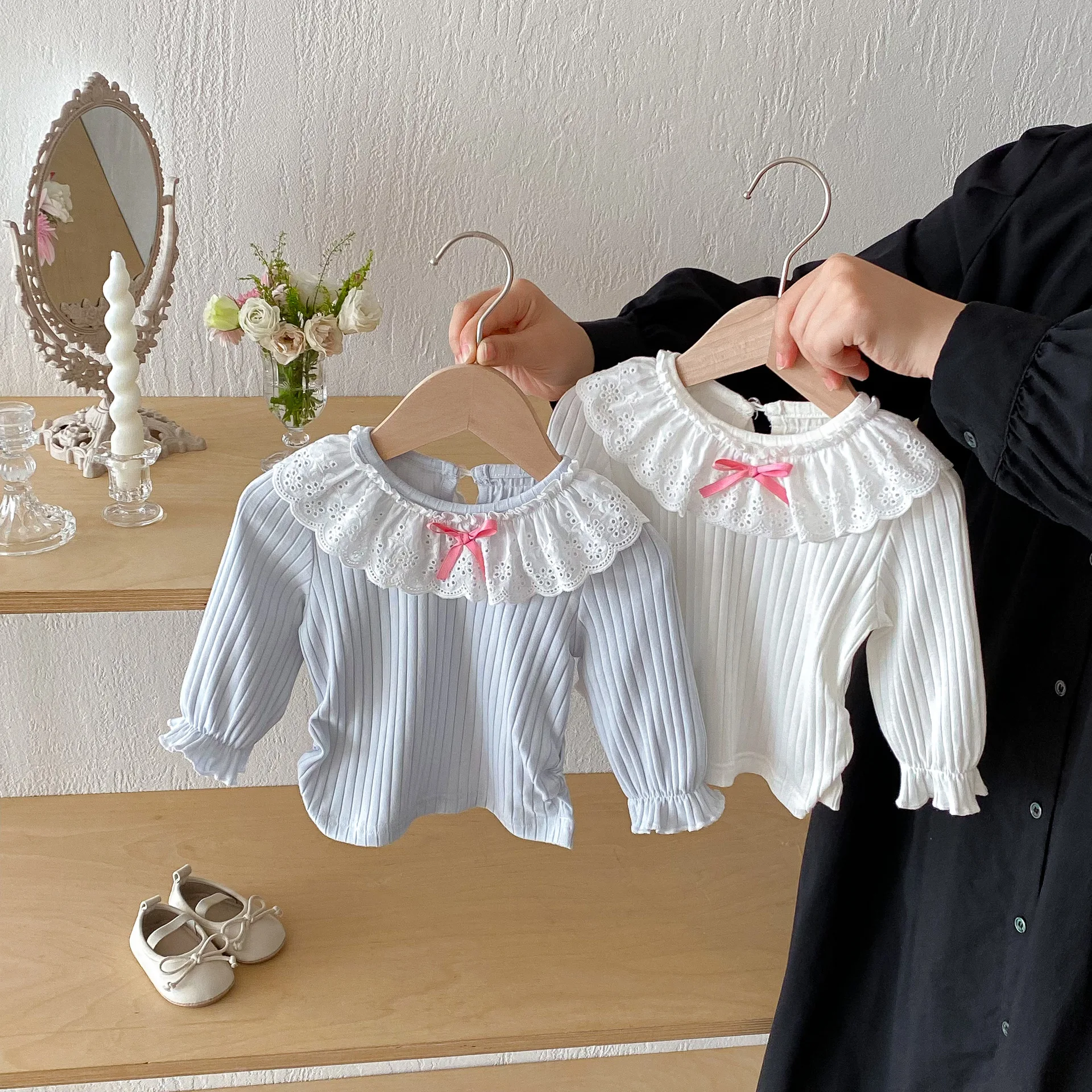 

Топ для девочек, осень 202, милая базовая рубашка с длинными рукавами, повседневная повседневная милая рубашка с воротником-бабочкой, модный темпераментный универсальный топ