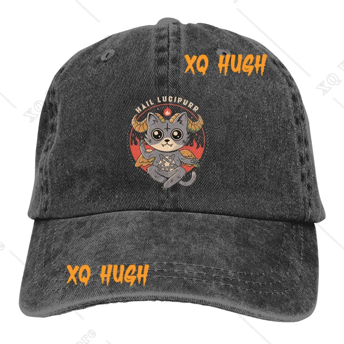 Hail Lucipurr Cute Cat Baseball Cap Men Cowboy Hats Women Visor Protection Snapback Baphomet Satan Lucifer Caps