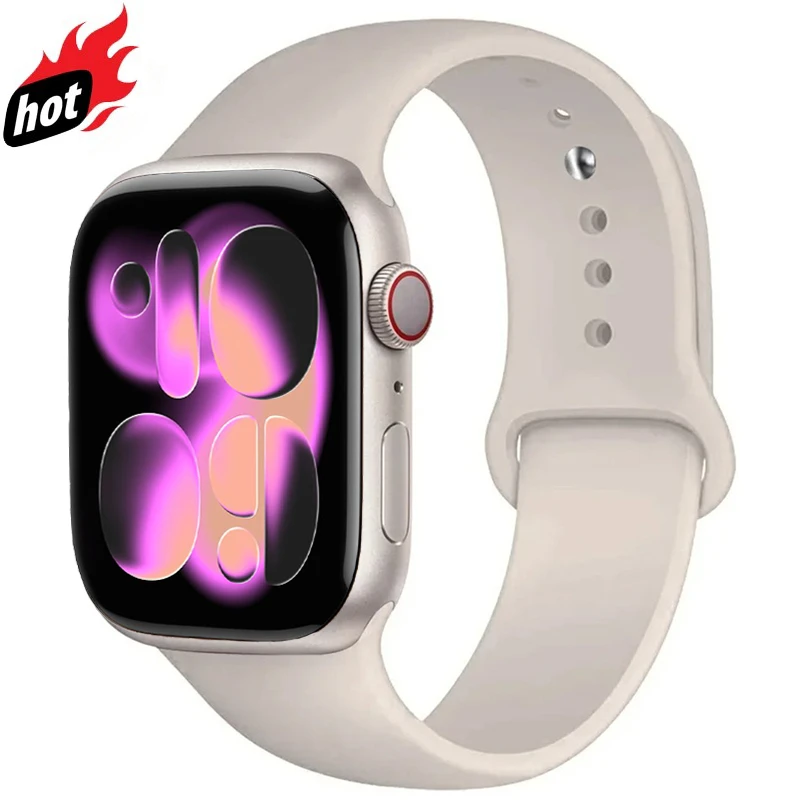 

Silicone Band For Apple Watch strap 44mm 45mm 40mm 41mm 42-38mm 45 mm sport bracelet iwatch series 11 10 9 8 7 6 5 SE/Ultra1/2/3