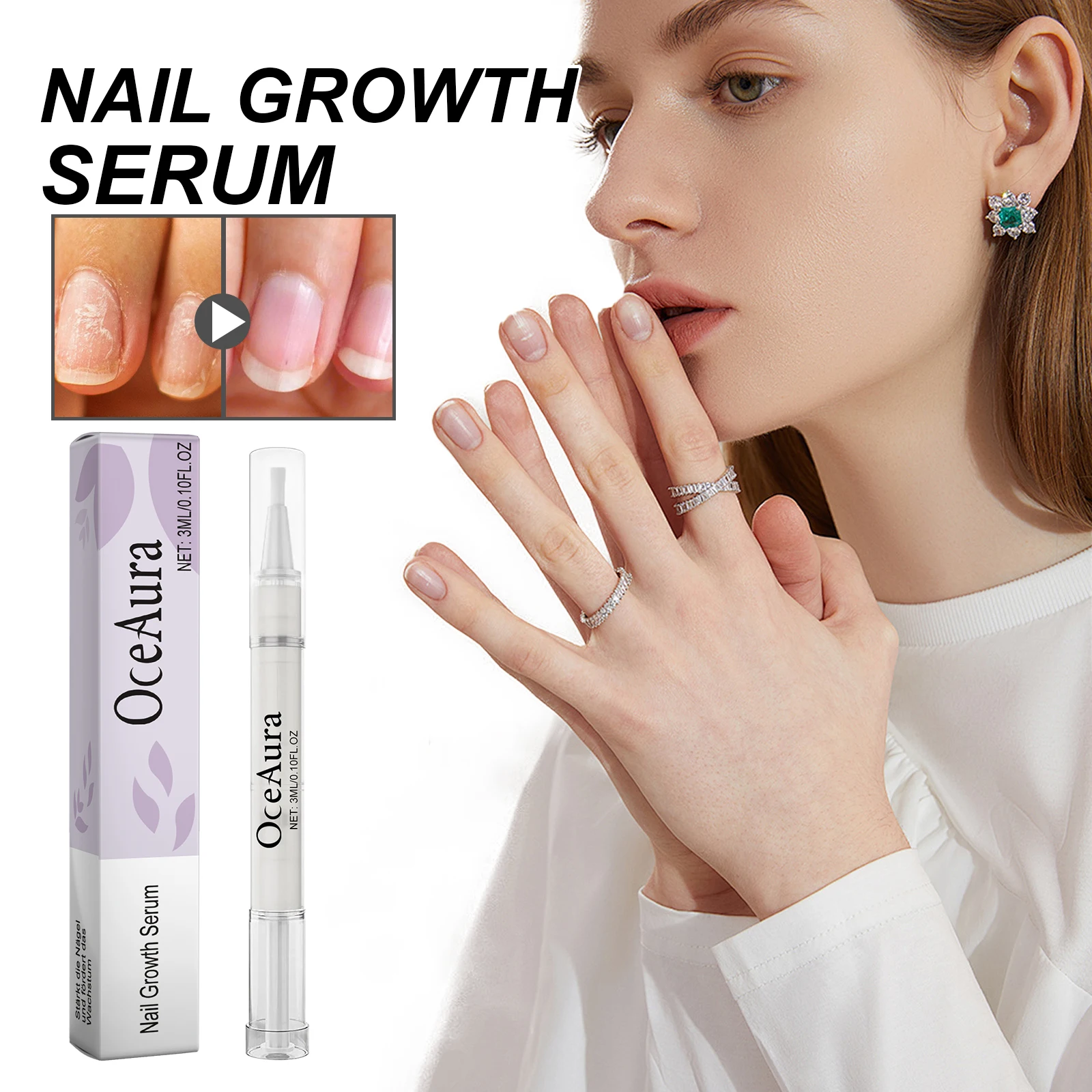 OceAura 3ml Nagelgroei Serum Reparatie Rotte Nagels Hydrateren Fleuren Nagels Versterken en Behouden Essentie