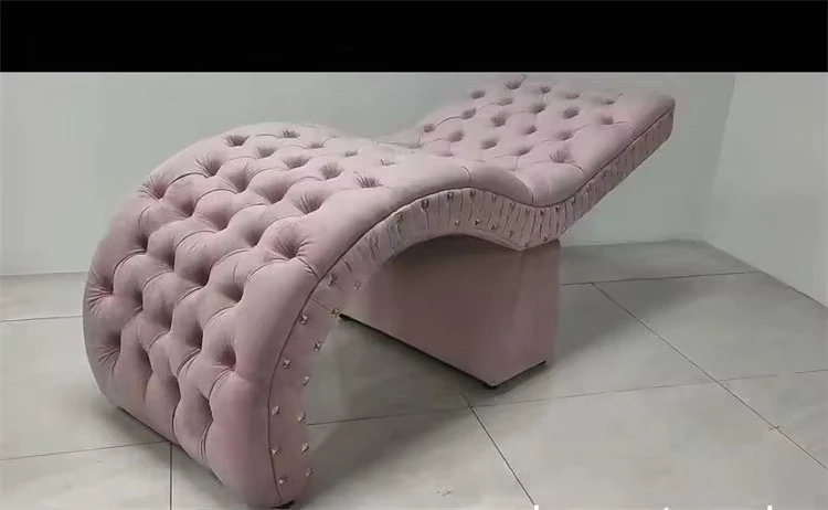 * Luxury Crystal Buckle Curved Bed Beauty Salon Special Eyelash Bed Facial Beauty Bed for Sale