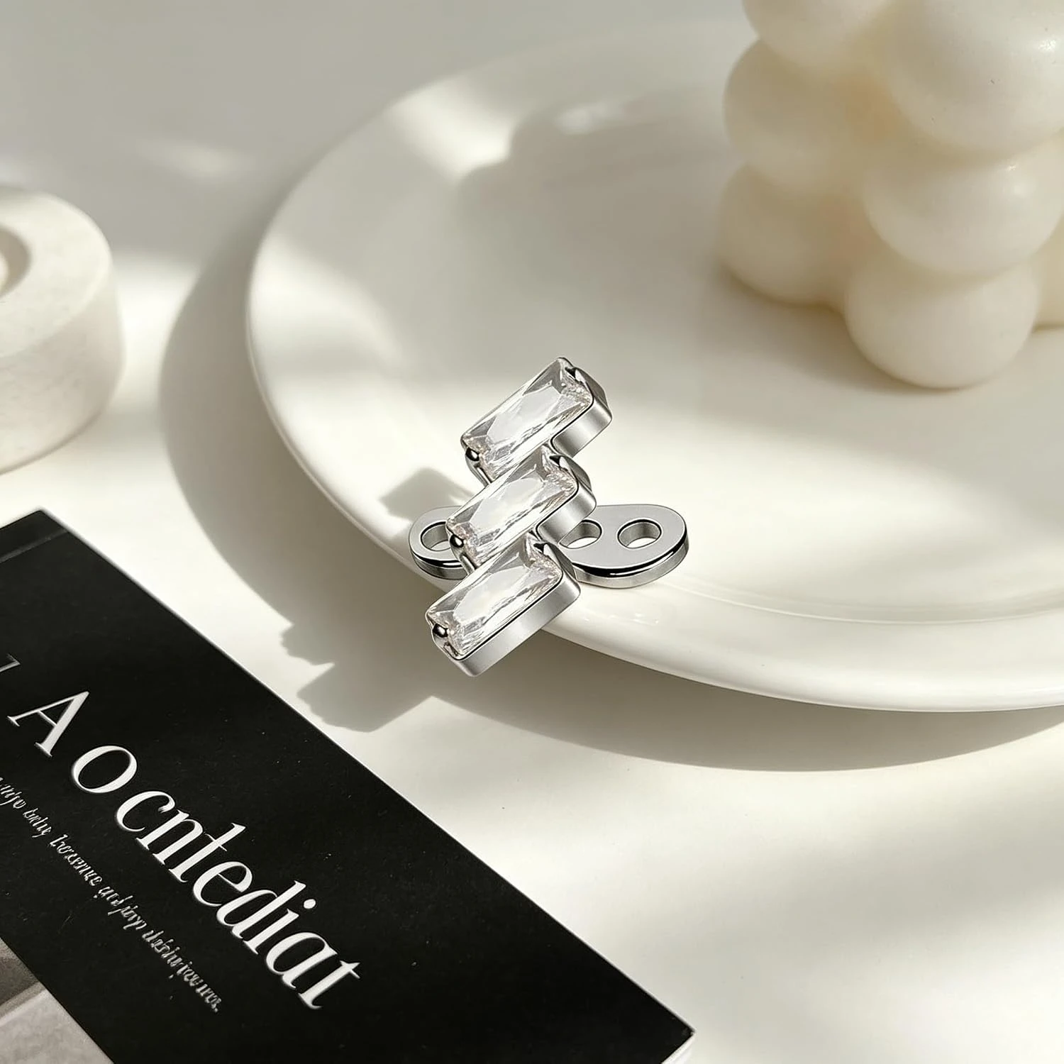 Triple Baguette CZ Dermal Anchor Titanium Internally Threaded Cubic Zirconia Surface Skin Microdermal Stud Body Piercing Jewelry