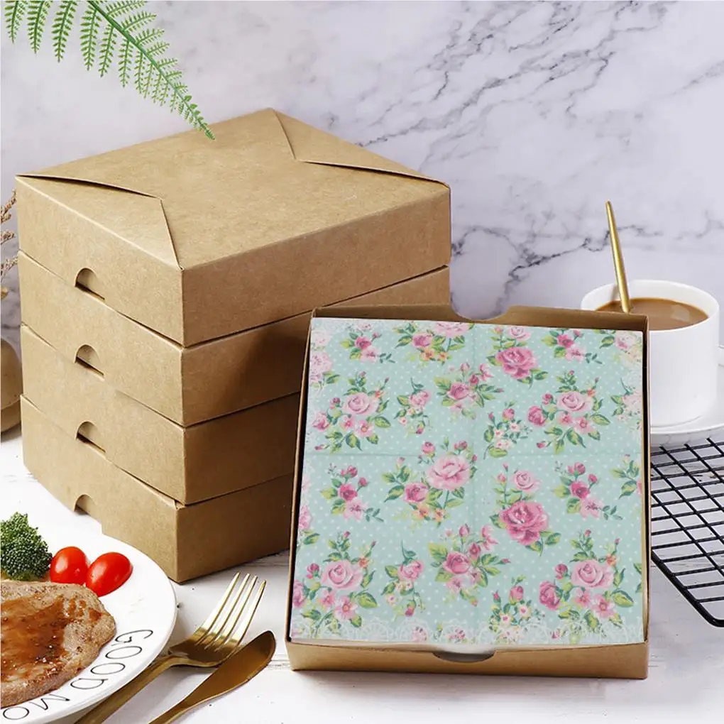 20 Pieces Flower Print Paper Vintage Style Tissue Grass Towel Dining Placemat Wedding Party Supplies Napkins Hotel