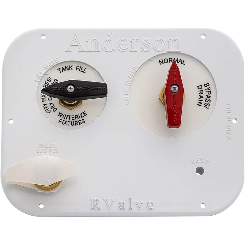 

ABCO RV MANRV102-RF Панель обслуживания воды на автодома с 4-функциональным латунным клапаном с низким содержанием свинца и 2-функциональным обходом водонагревателя