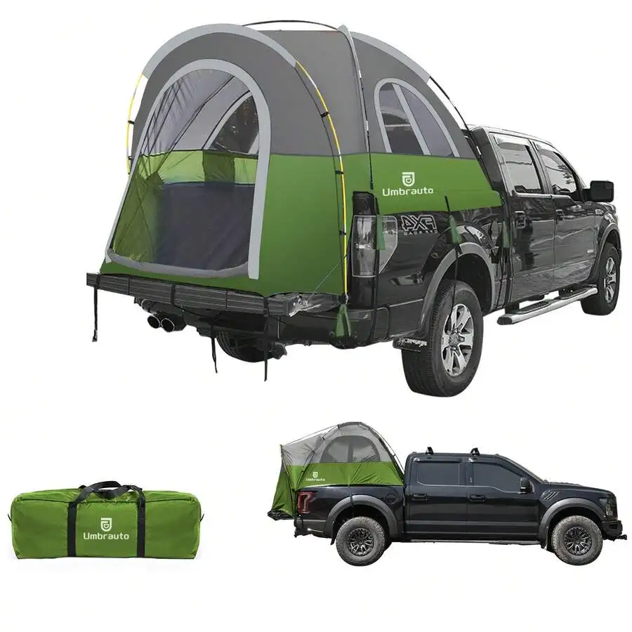 Truck Bed Tent,Waterproof PU3000mm Truck Tent, Tear-Resistant Potable Pickup Tent For 2 Person Camping And Outdoor With 3 Window