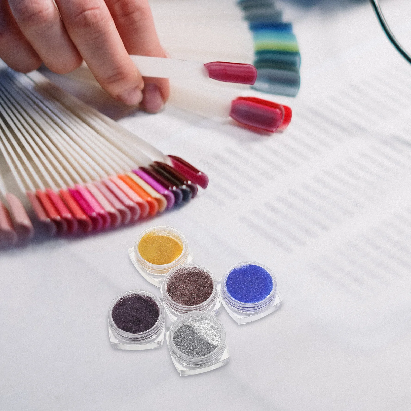 5 szt. Diamentowy Puder Odblaskowy Błyszczące Dekoracje Artystyczne na Imprezy Wesela Występy Sceniczne Brokatowe Cekiny do Paznokci Akrylowych