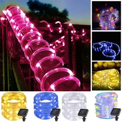 Christmas Decoration Street Garland Led Solar Festoon Fairy Tube Rope String Lights 7/12/22M For New Year Wedding Outdoor Decor