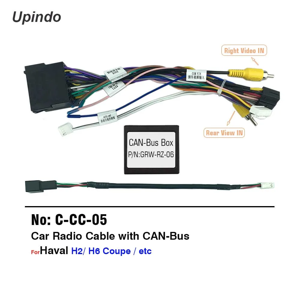 

Car Radio Android Head Unit Cable with CAN Bus to UART Box Adapter Wiring Harness Power Connector Socket for Haval H2 H6 Coupe