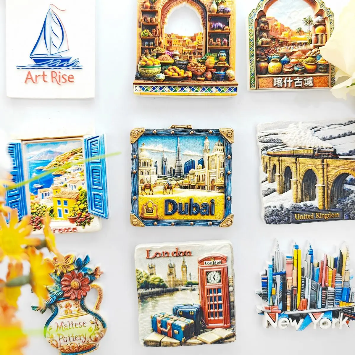 Dubai Souvenir Fridge Magnet Alloy Halifa Tower Sailing Hotel Emirates Scenic Refrigerator Magnet Home Travel Collectible Gift