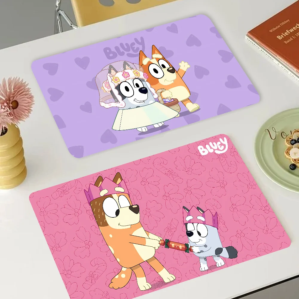 Cartoon B-Blueys Kitchen Drainage Mat Retro Style Dish Drying Pads Absorbent Placemats Drainer Tableware Mats Accessories