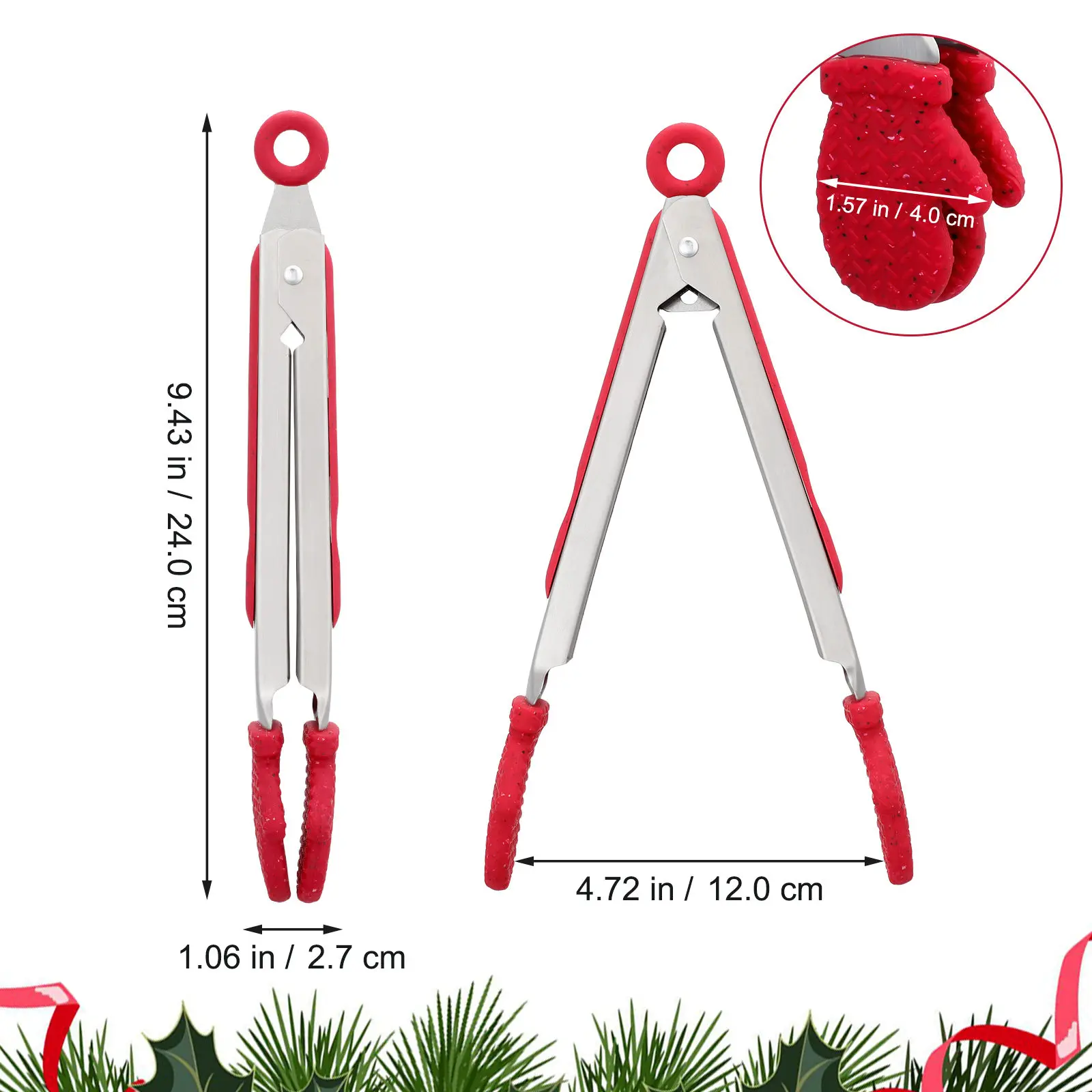 1Pcs Christmas Gloves Stainless Steel Food Tong Bread Clip Steak Clamp Multipurpose Kitchen Tool Stainless Steel Food Clip