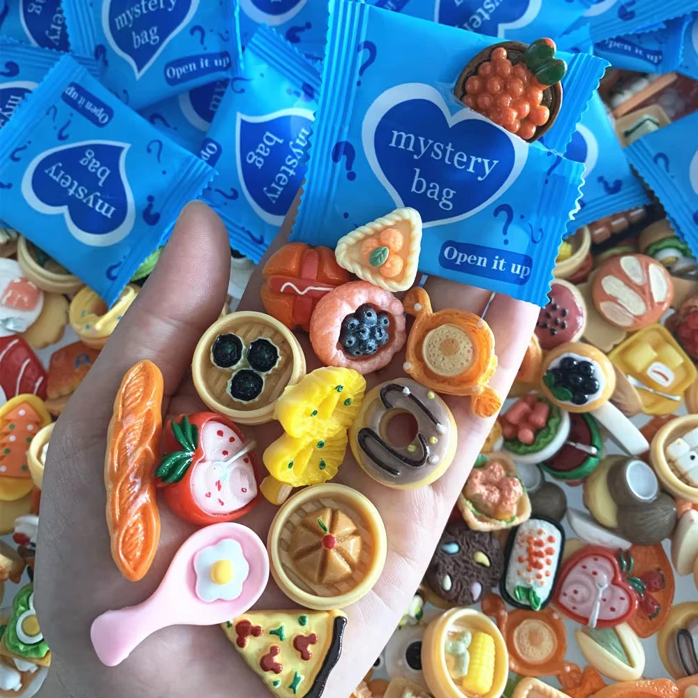 60 pçs sacos cegos estilos mistos comida minúscula em miniatura simulado mini comida em miniatura sacos mistério escritório desktop casa de bonecas decoração presente