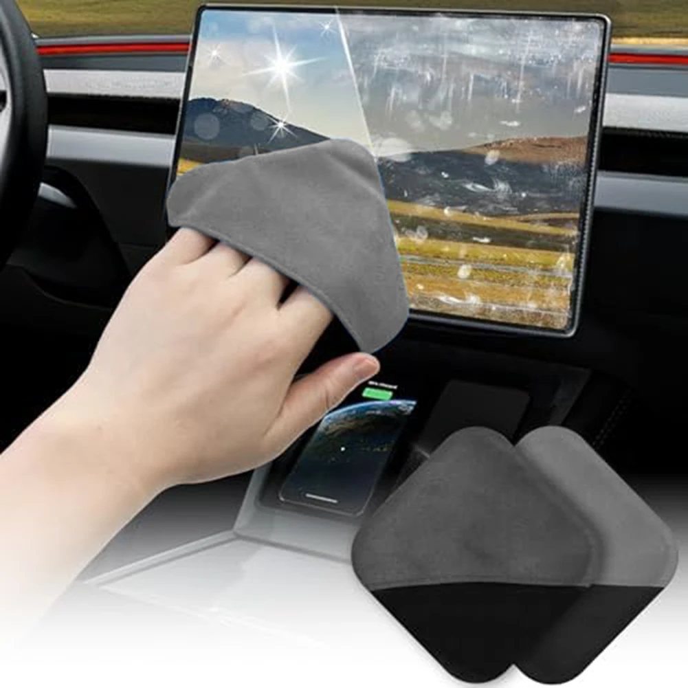 

2 шт., ткань для чистки экрана автомобиля, ткань из микрофибры для чистки приборной панели Tesla, аксессуары для автомойки