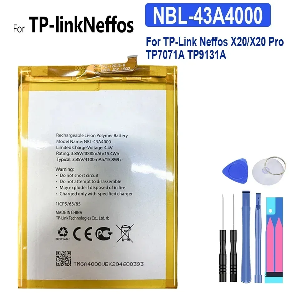 4100mAh NBL-43A4000 NBL 43A4000 Battery For TP-Link Neffos X 20 X20 Pro X20pro X 20pro TP7071A TP9131A Mobile Phone Bateria ACCU