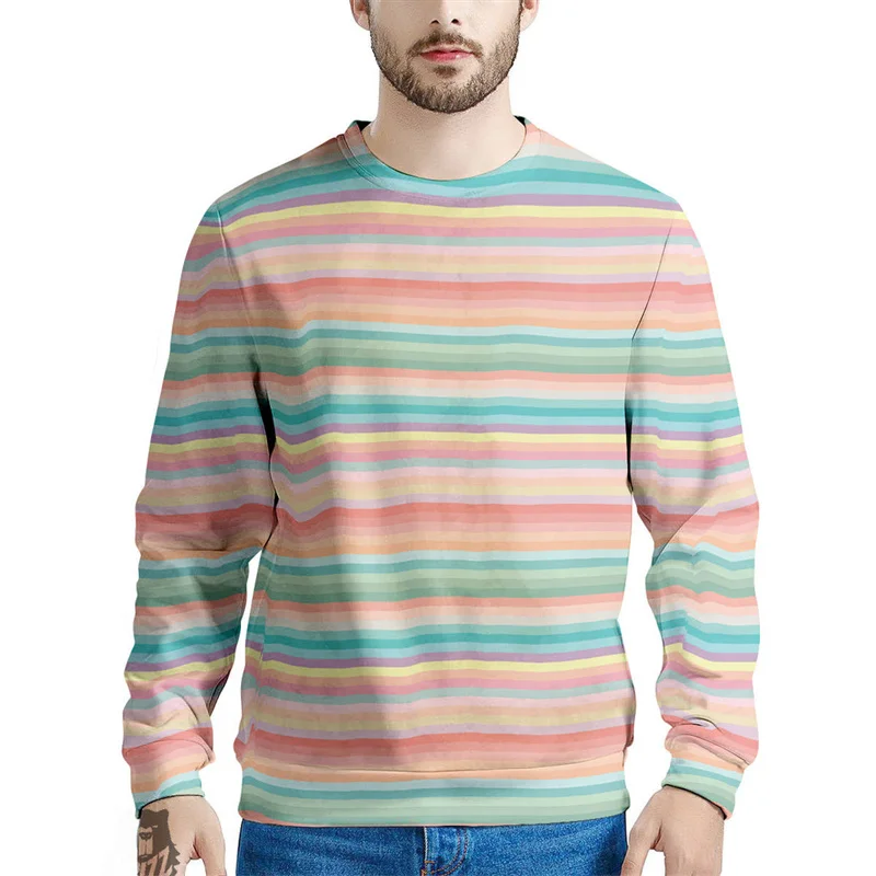 

Classic Pattern Stripes Leopard Sweatshirt Daily Leisure Home Men's Clothes Long Sleeve Crew Neck Sweatshirts Fashion Trend
