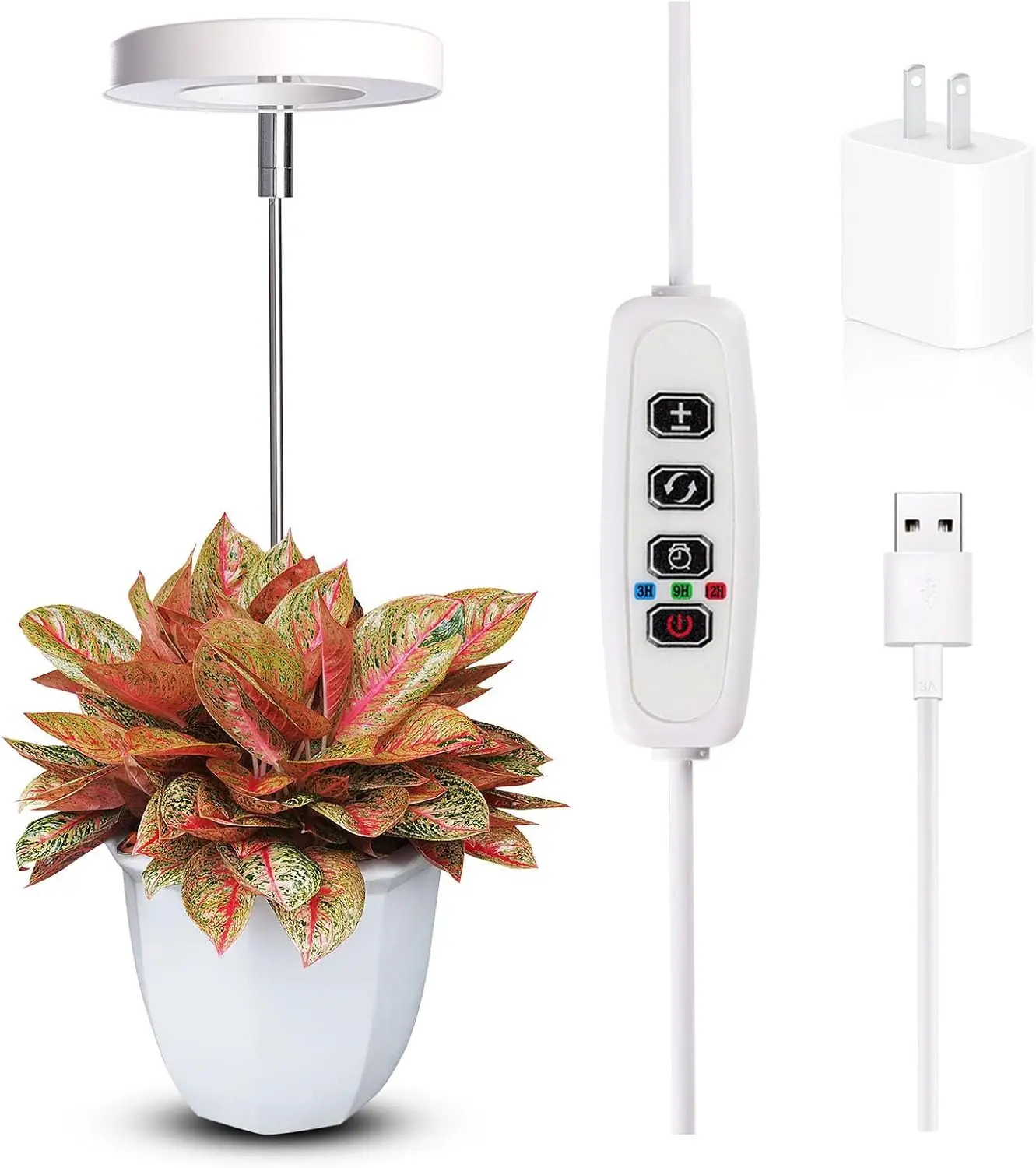 

Full Spectrum Grow Light with Timer, Dimming & Adjustable Height for Indoor Plants - White