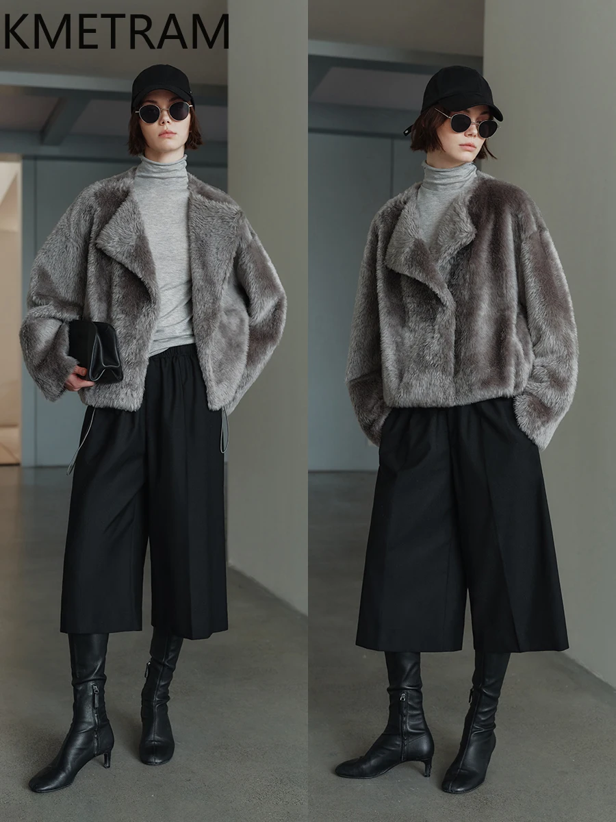 Damska kurtka z prawdziwej wełny owczej, dwustronna, krótki płaszcz z naturalnego futra, styl \"old money\", zimowe ubrania damskie 2025, шуба женская