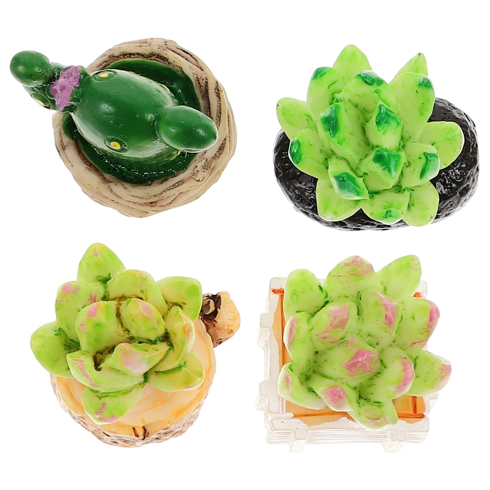 4 Pcs Miniature Potted Plants Realistic Moss naments for House Tiny House Decor Multi Succulent Mini Bonsai Model Craft