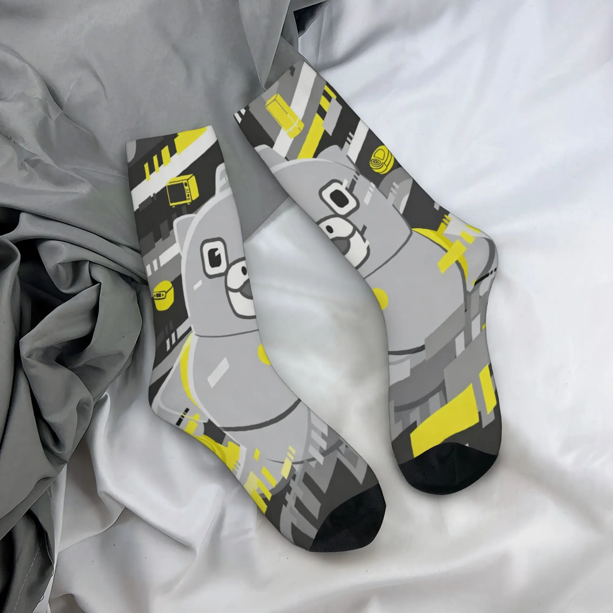 Crazy Design Chibi Monster Raids Again Basketball Socks Cartoon Polyester Long Socks for Unisex Non-slip